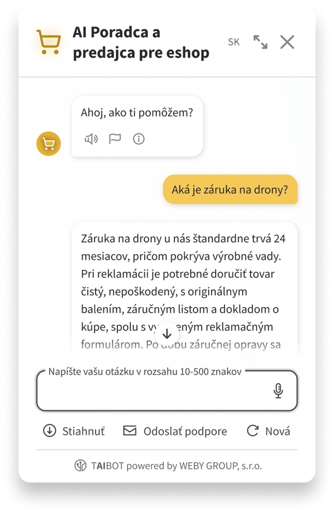 TAIBOT AI chatbot pre eshop