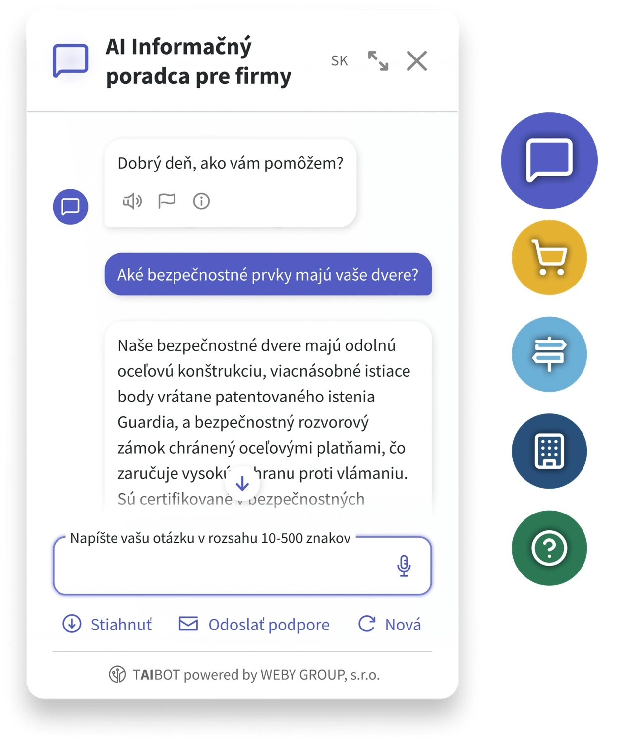 Taibot AI chatbot pre firmy